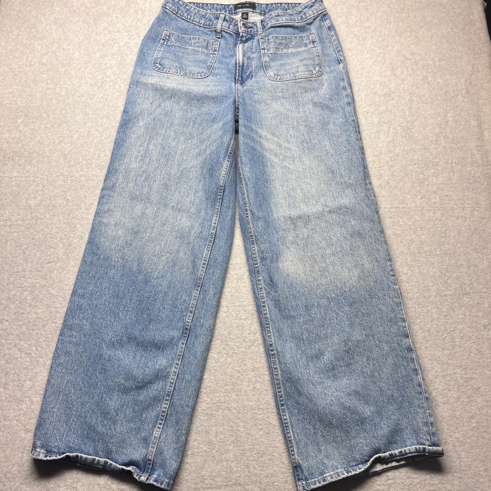 Free Assembly Womens Super High Wide Leg Jeans Light Wash Blue Size 14